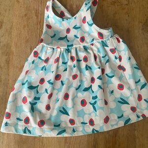 Hanna Andersson White Floral Dress with Teal and Coral Accents